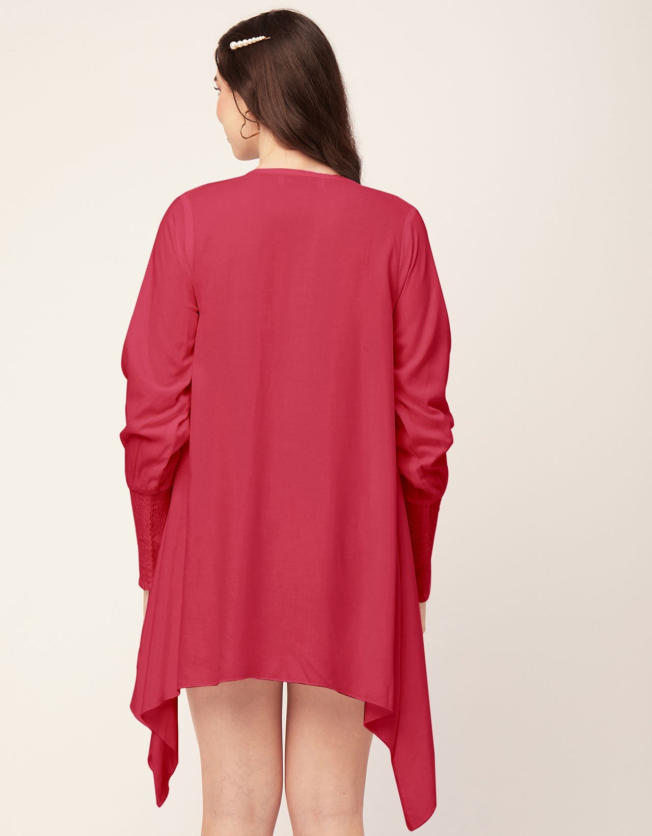 Solid Flared V Neck Dress