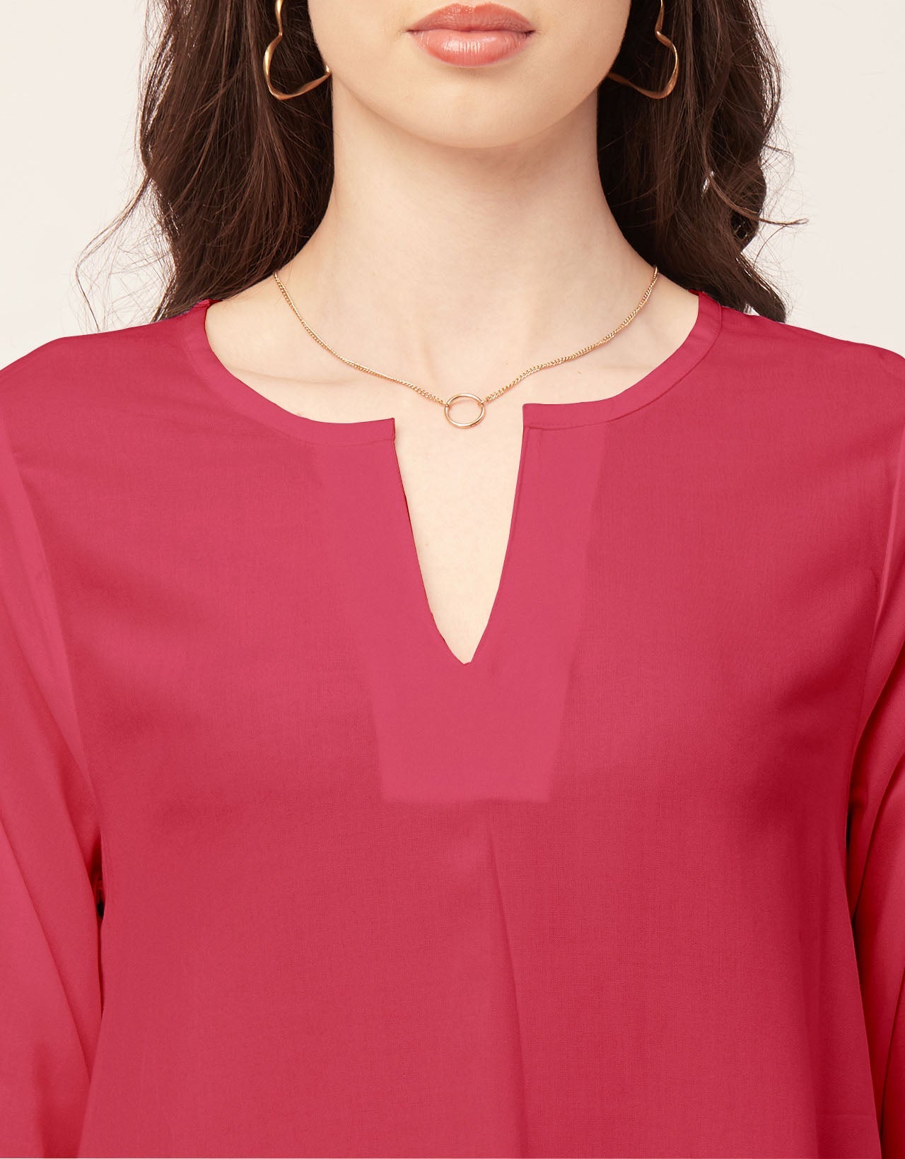 Solid Flared V Neck Dress