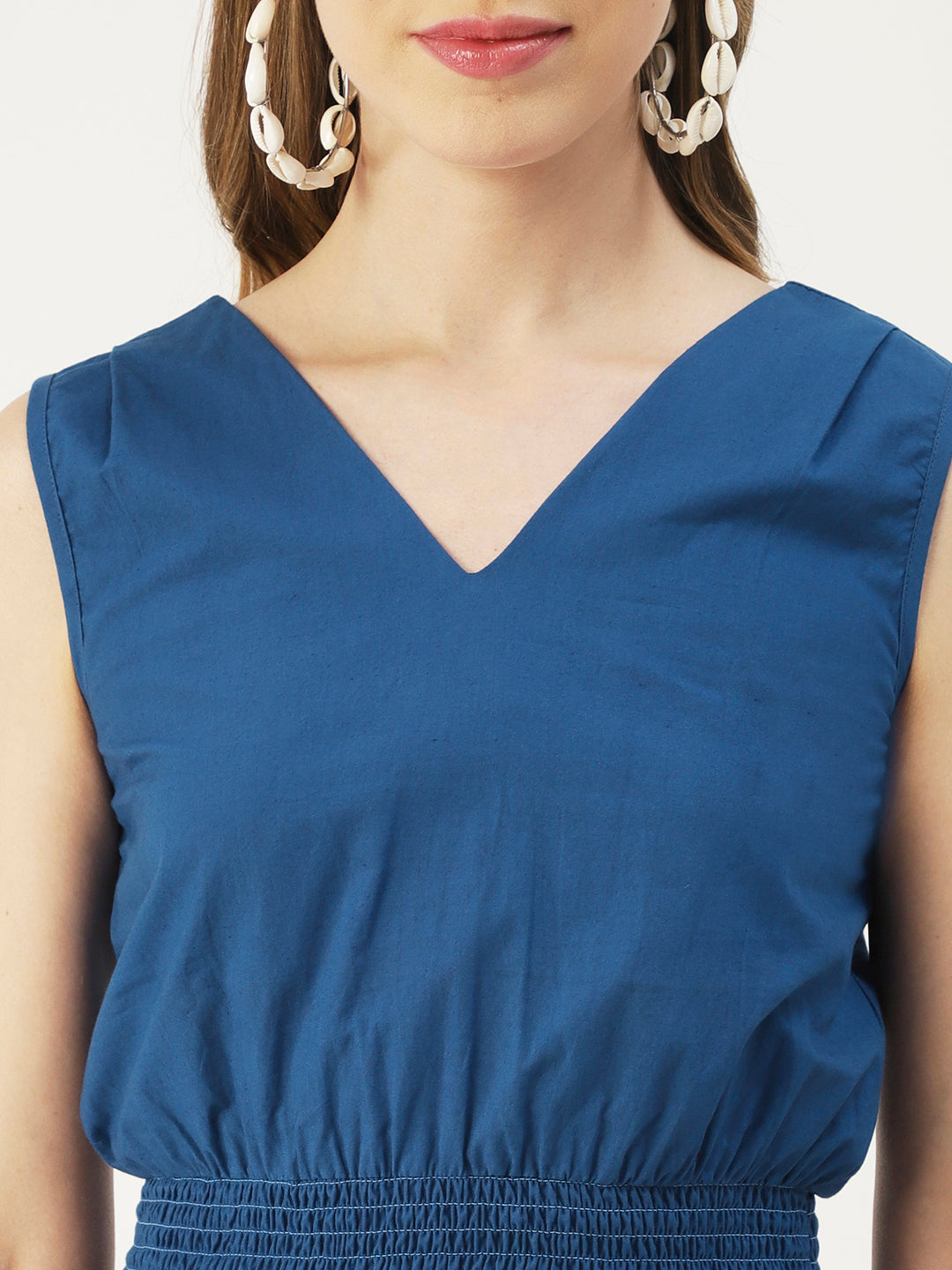 Solid Sleeveless Midi Dress