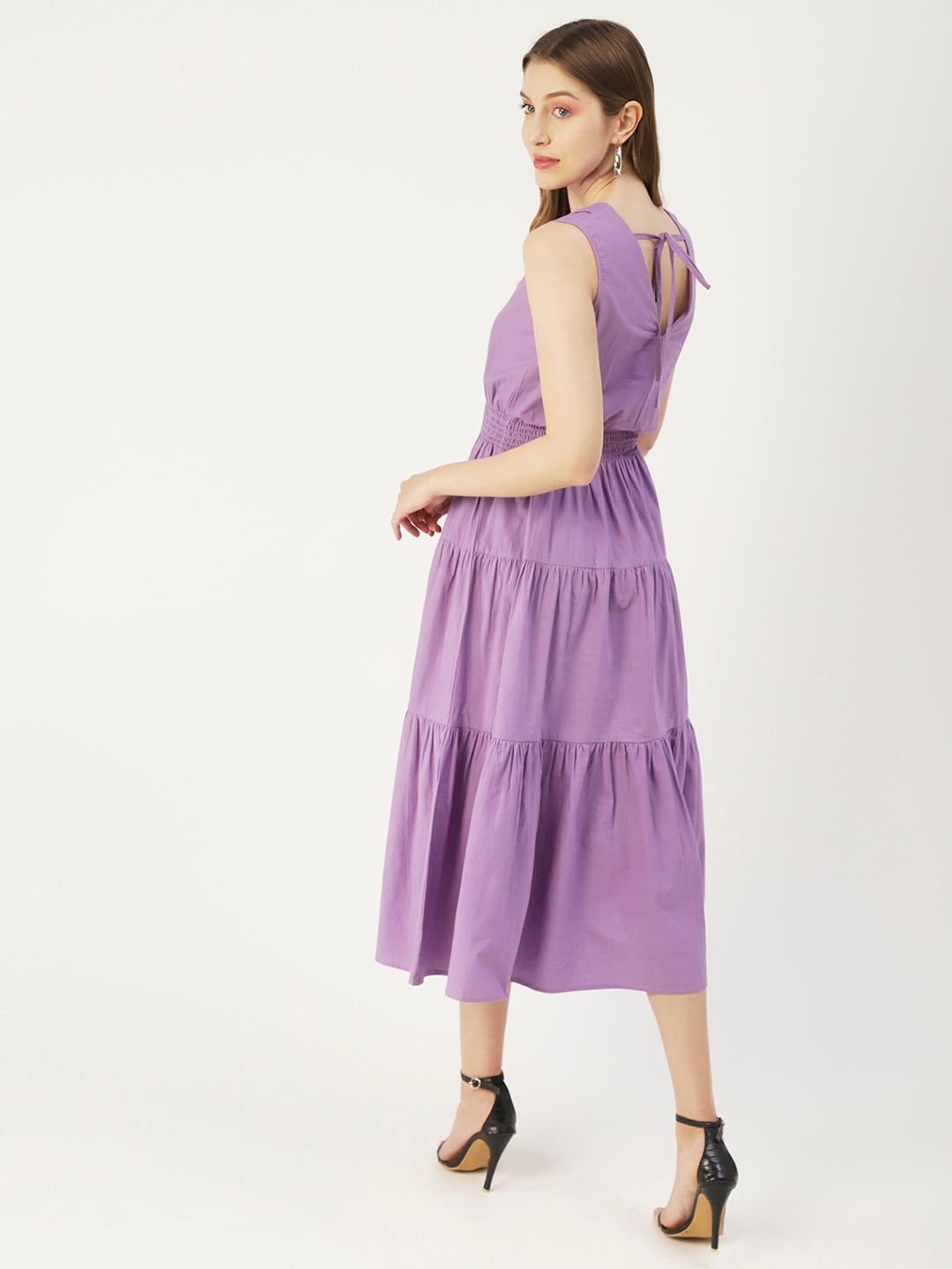 Solid Sleeveless Midi Dress