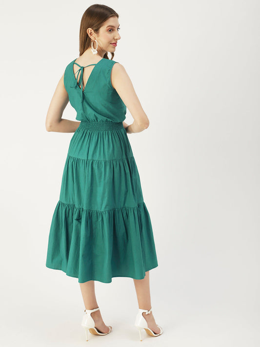 Solid Sleeveless Midi Dress