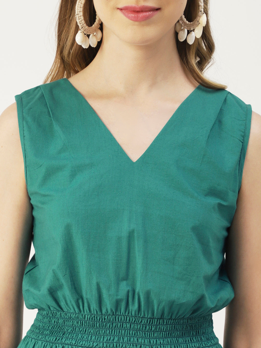 Solid Sleeveless Midi Dress
