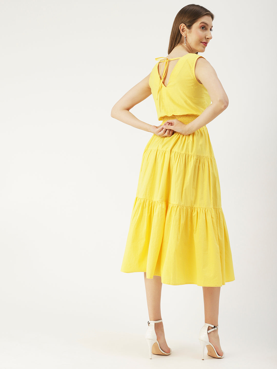 Solid Sleeveless Midi Dress