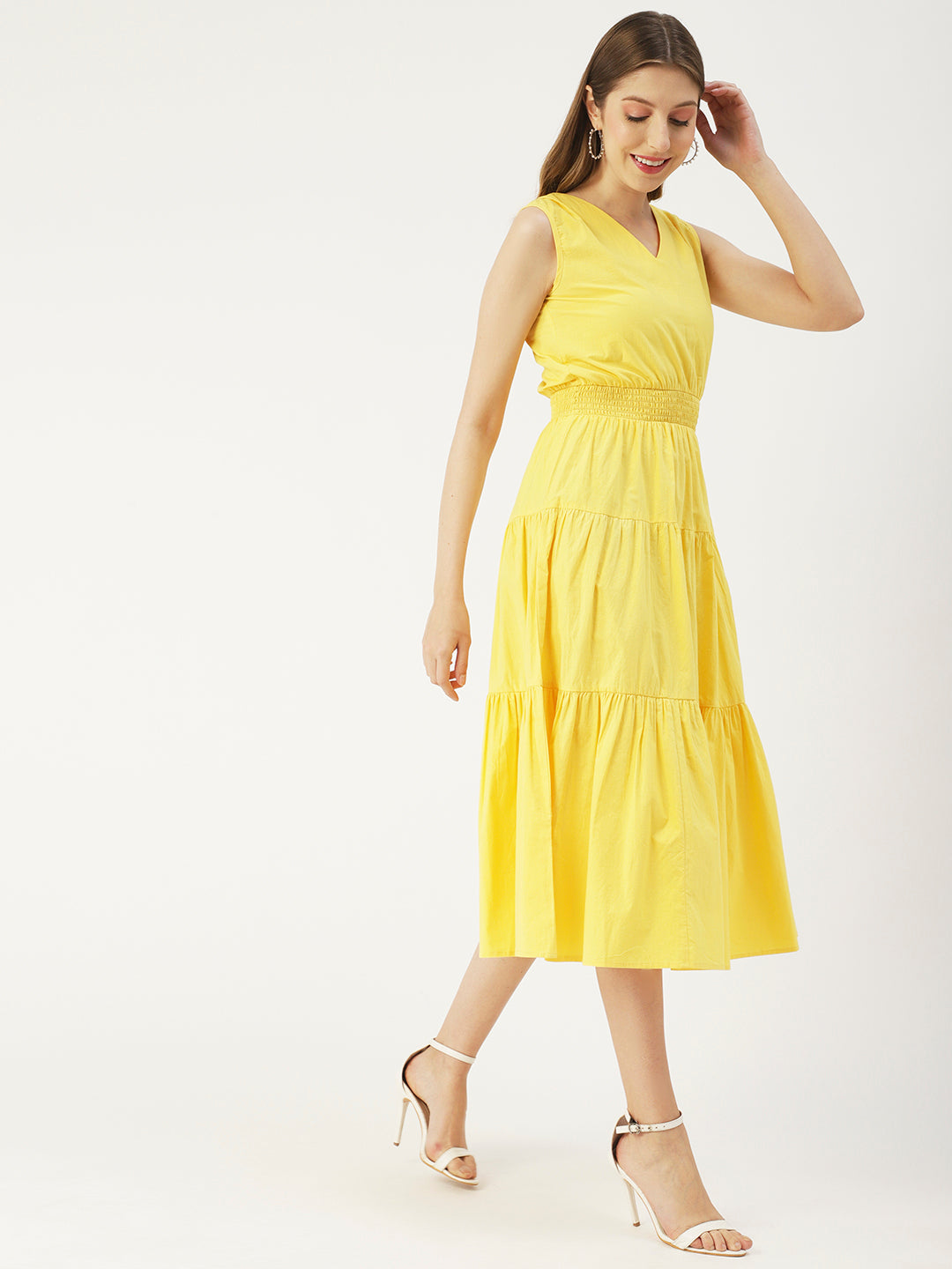 Solid Sleeveless Midi Dress