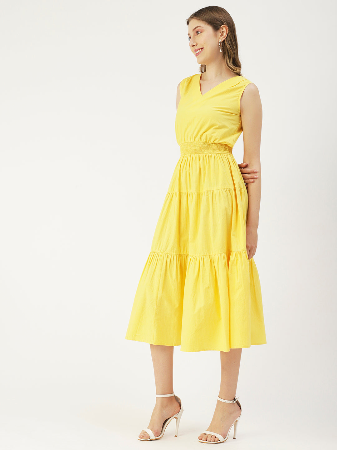 Solid Sleeveless Midi Dress