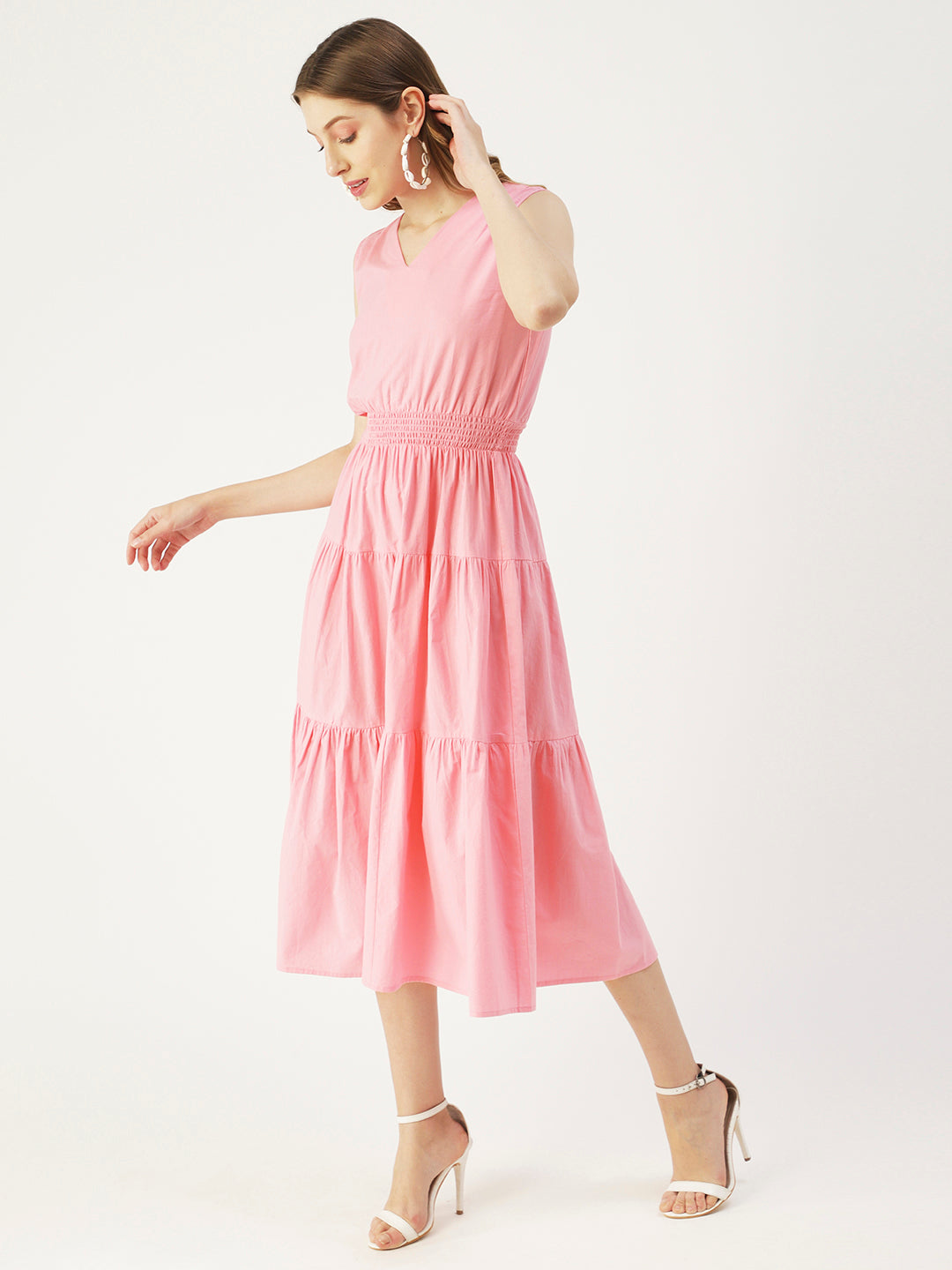 Solid Sleeveless Midi Dress