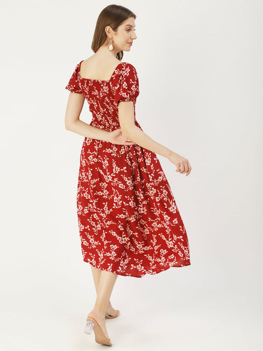 Printed Maxi Dress, Short Puff
