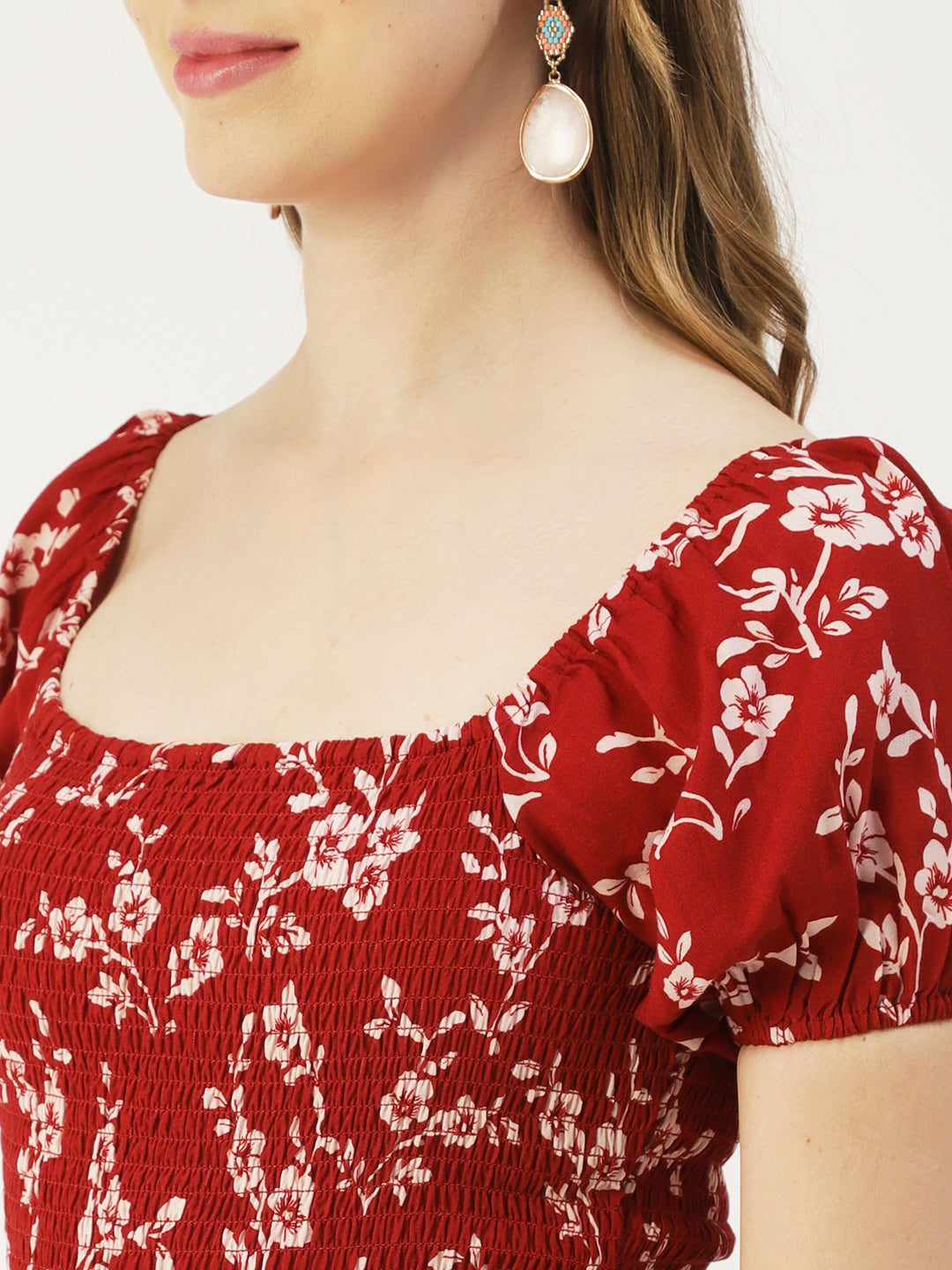 Printed Maxi Dress, Short Puff