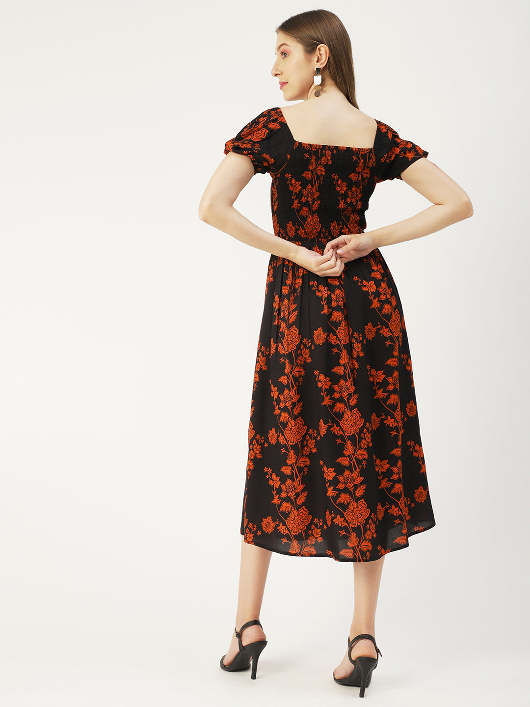 Printed Maxi Dress, Short Puff