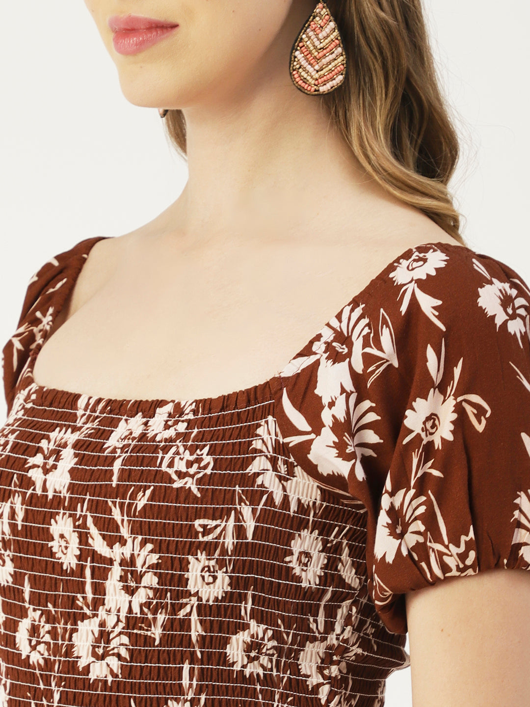 Printed Maxi Dress, Short Puff