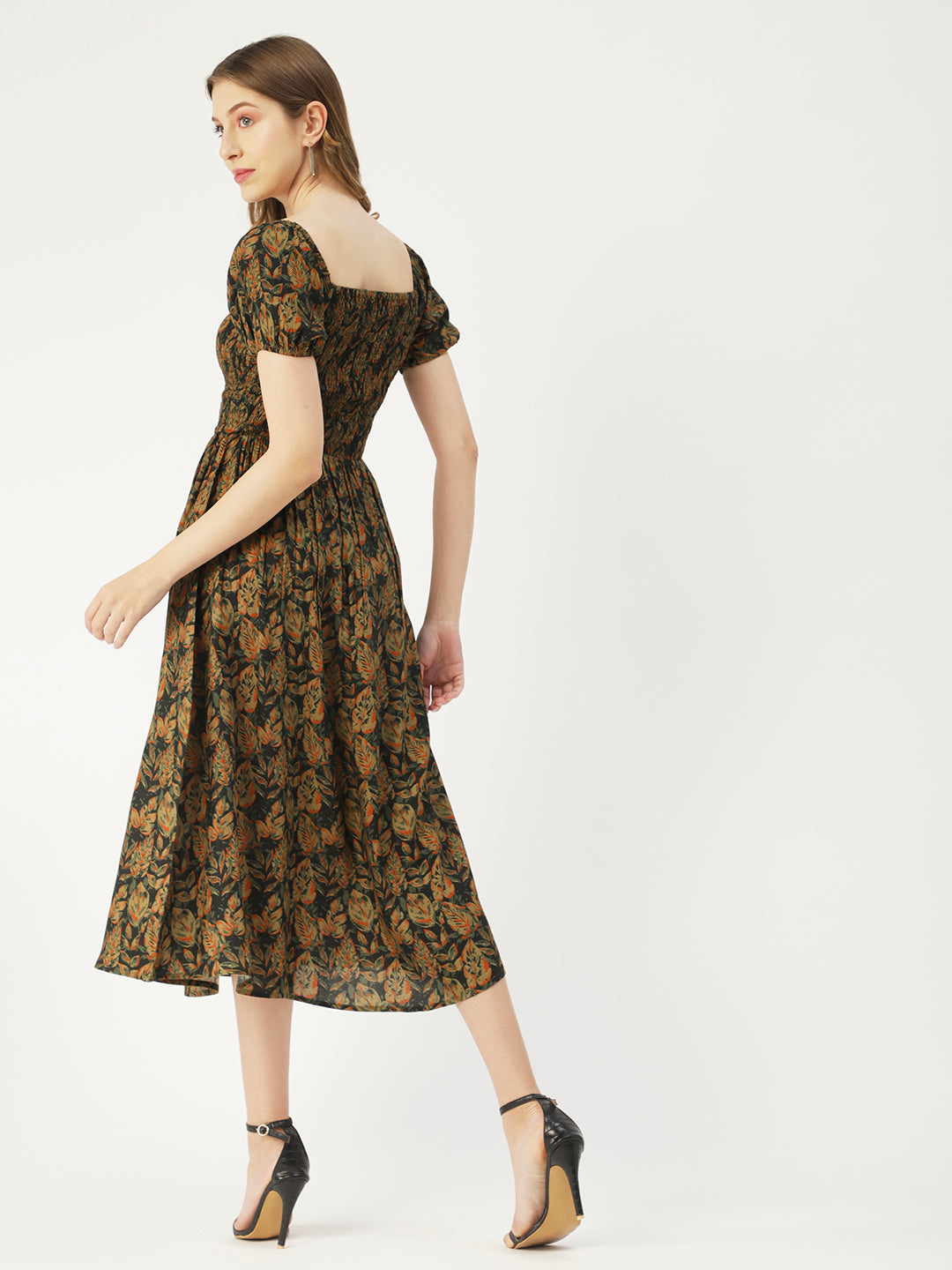 Printed Maxi Dress, Short Puff