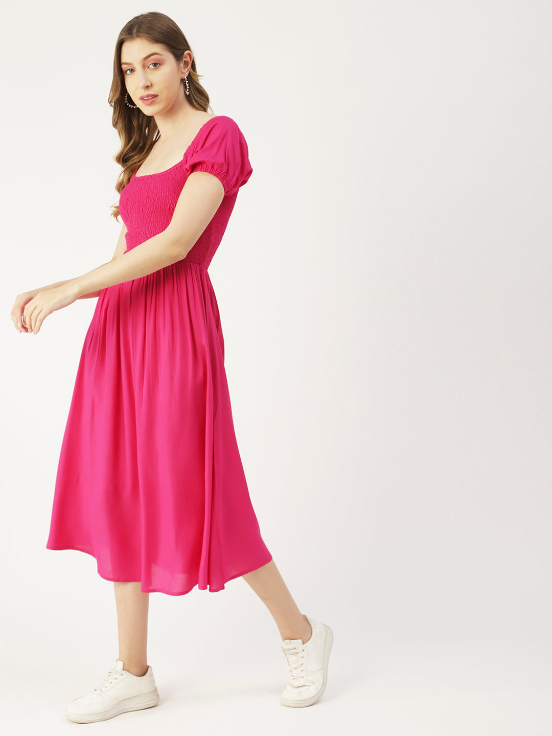 Printed Maxi Dress, Short Puff