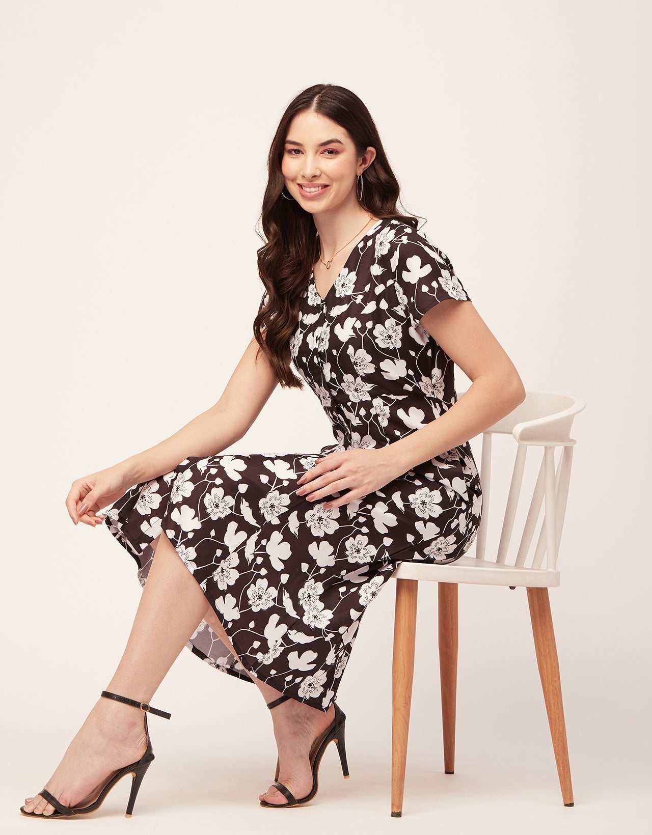 Printed Button Down Midi Dress