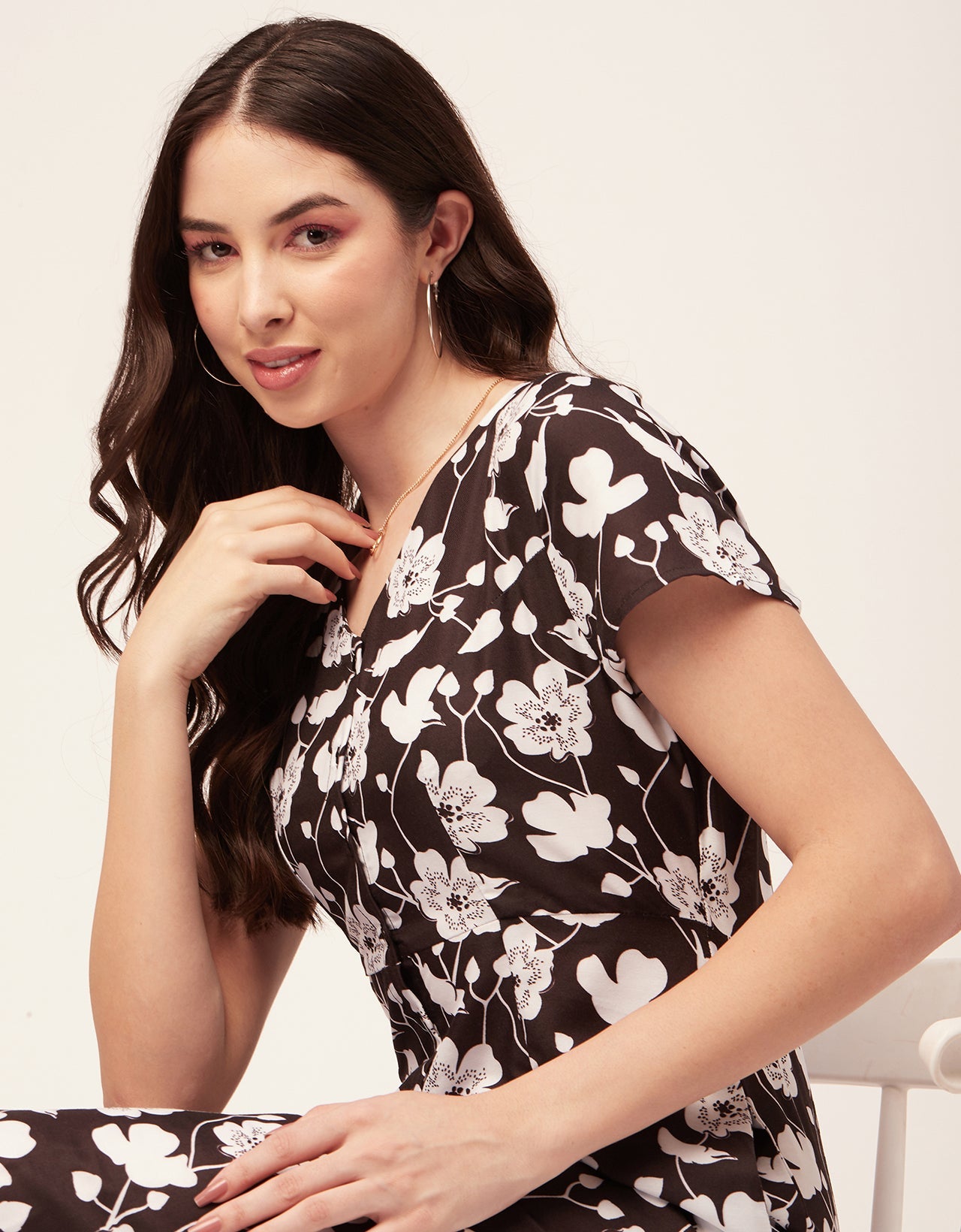 Printed Button Down Midi Dress