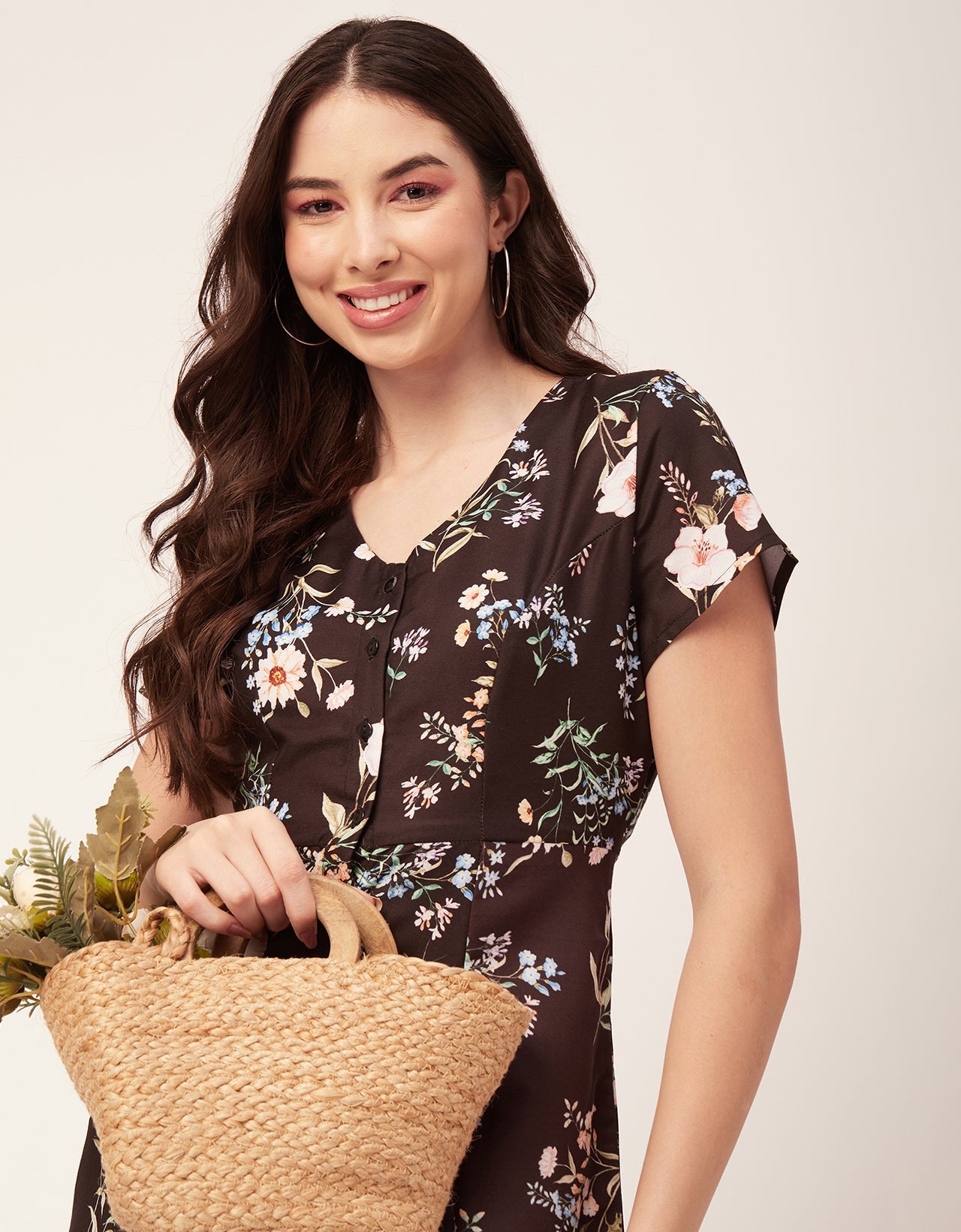 Printed Button Down Midi Dress