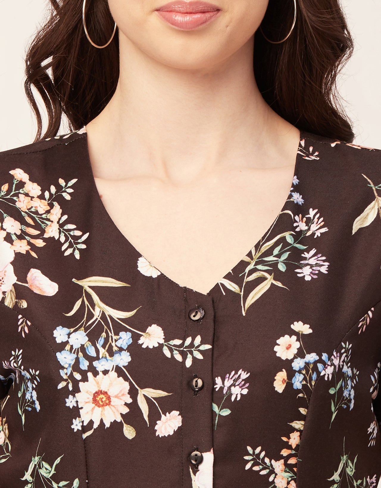 Printed Button Down Midi Dress