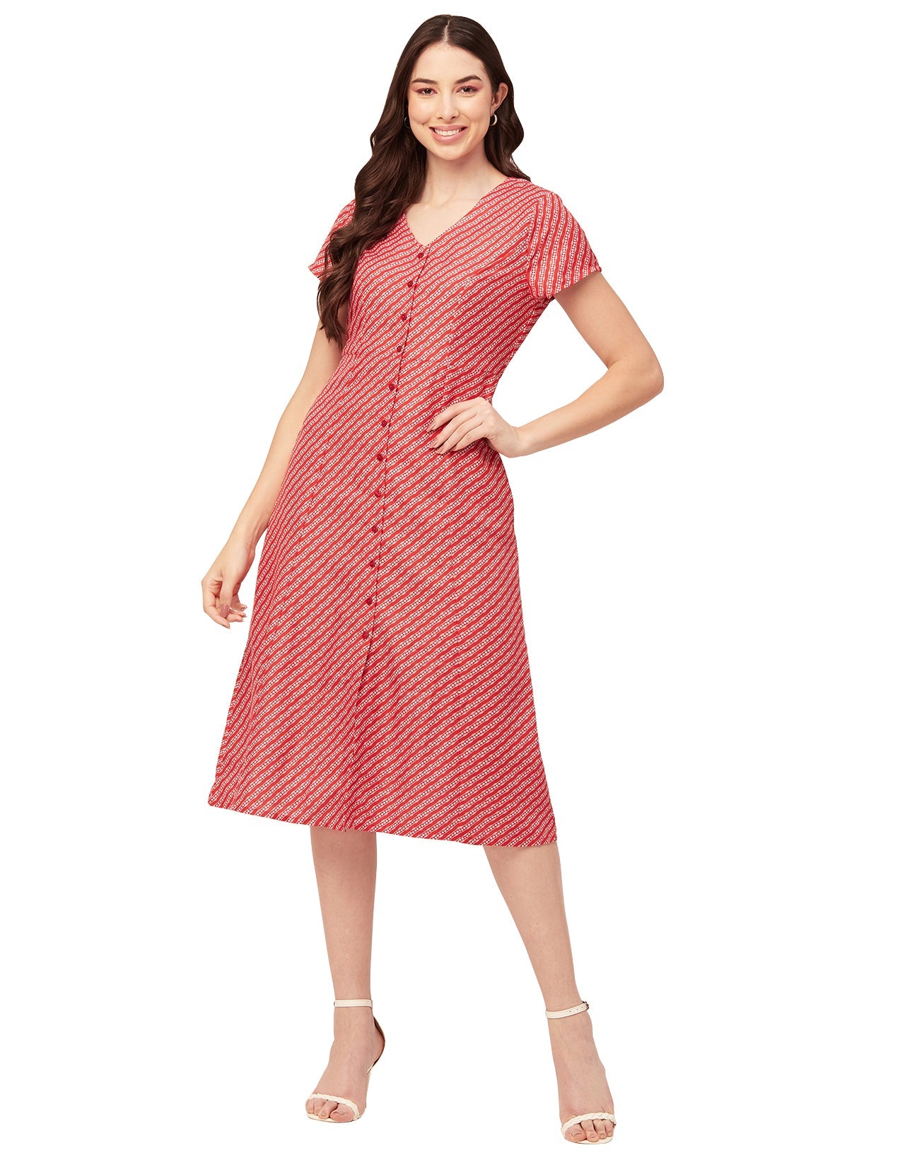 Printed Button Down Midi Dress