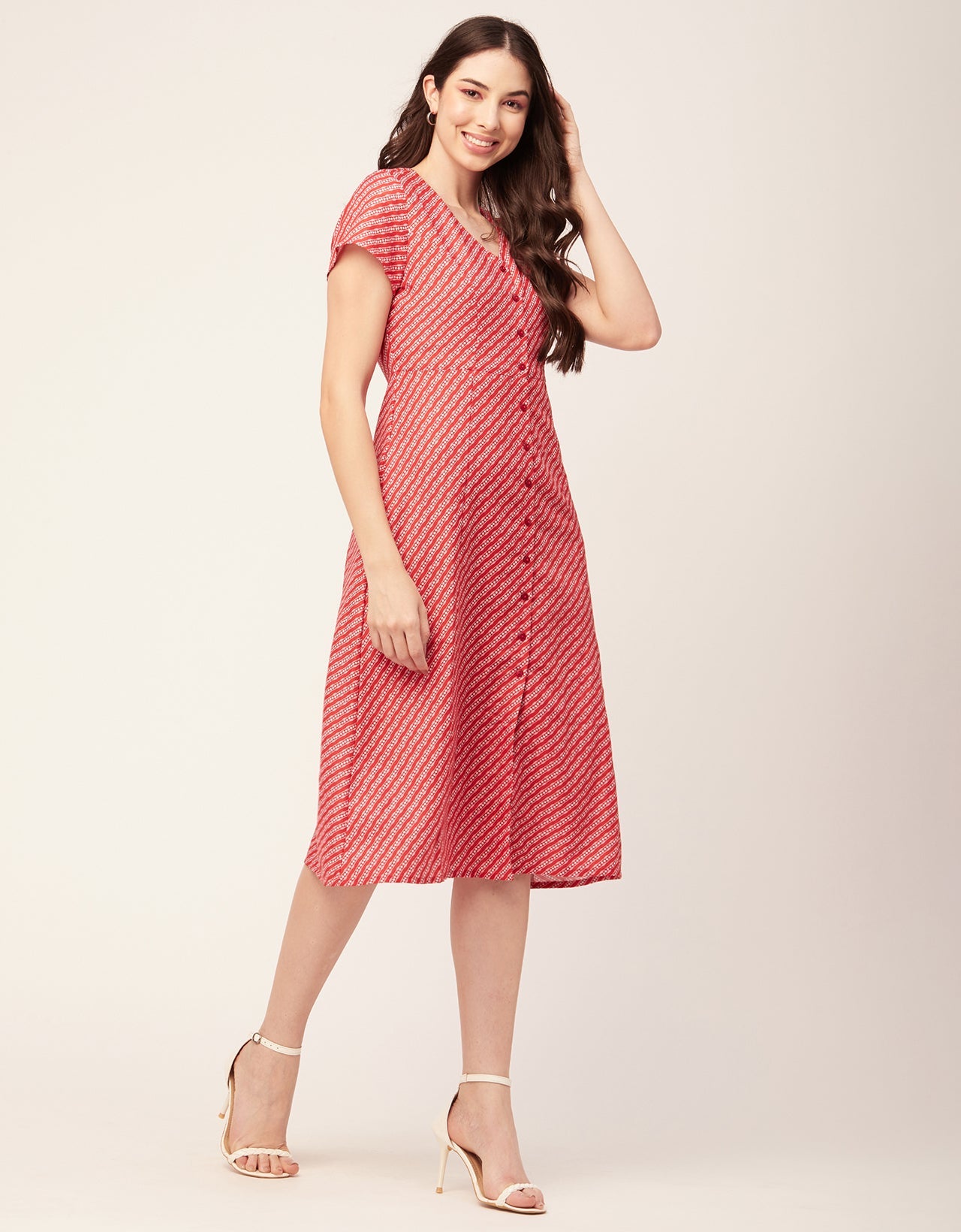 Printed Button Down Midi Dress