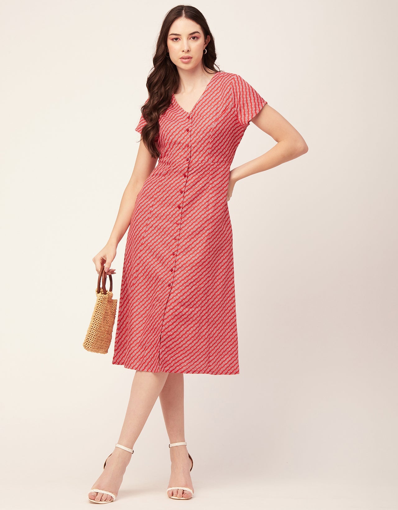 Printed Button Down Midi Dress
