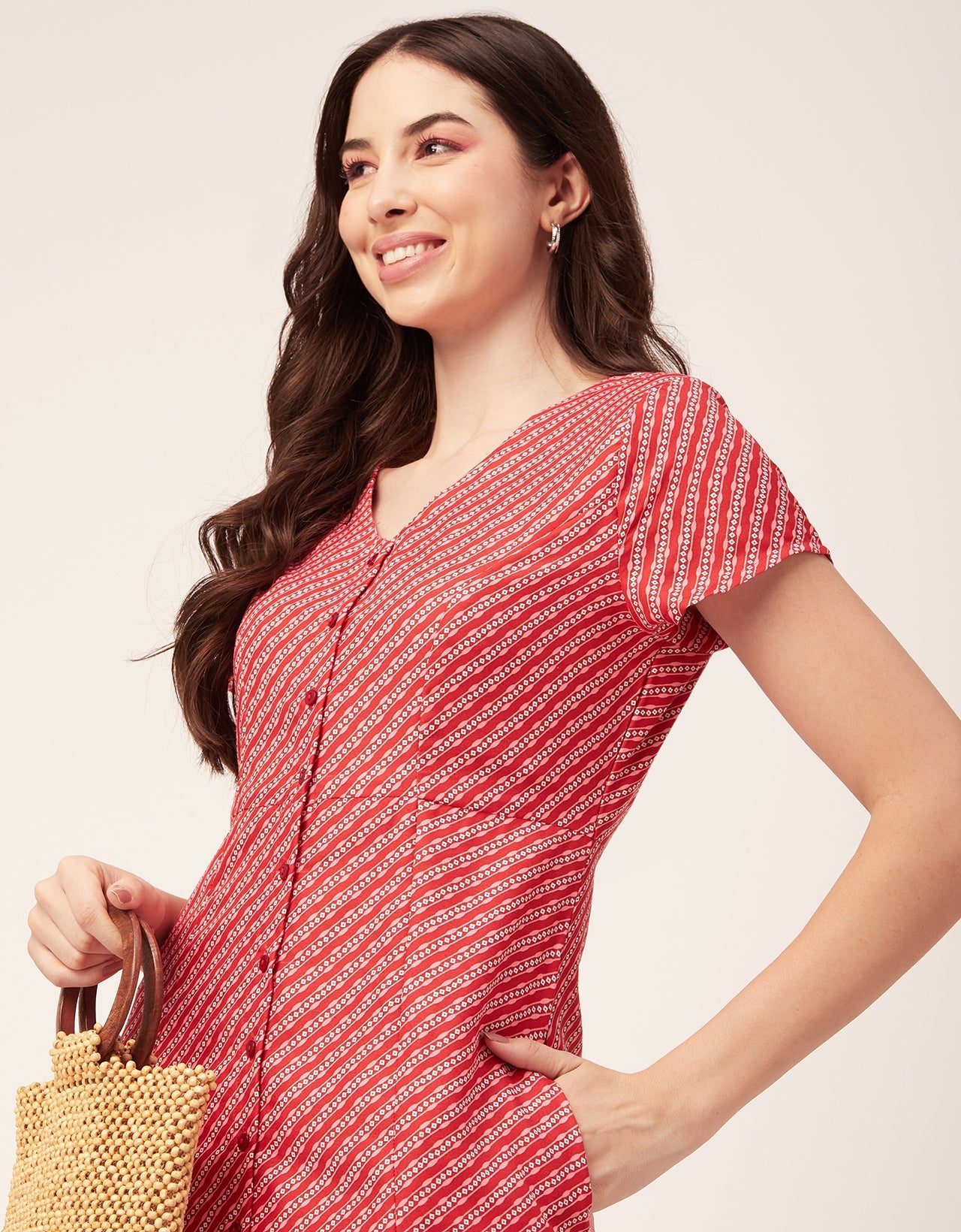 Printed Button Down Midi Dress