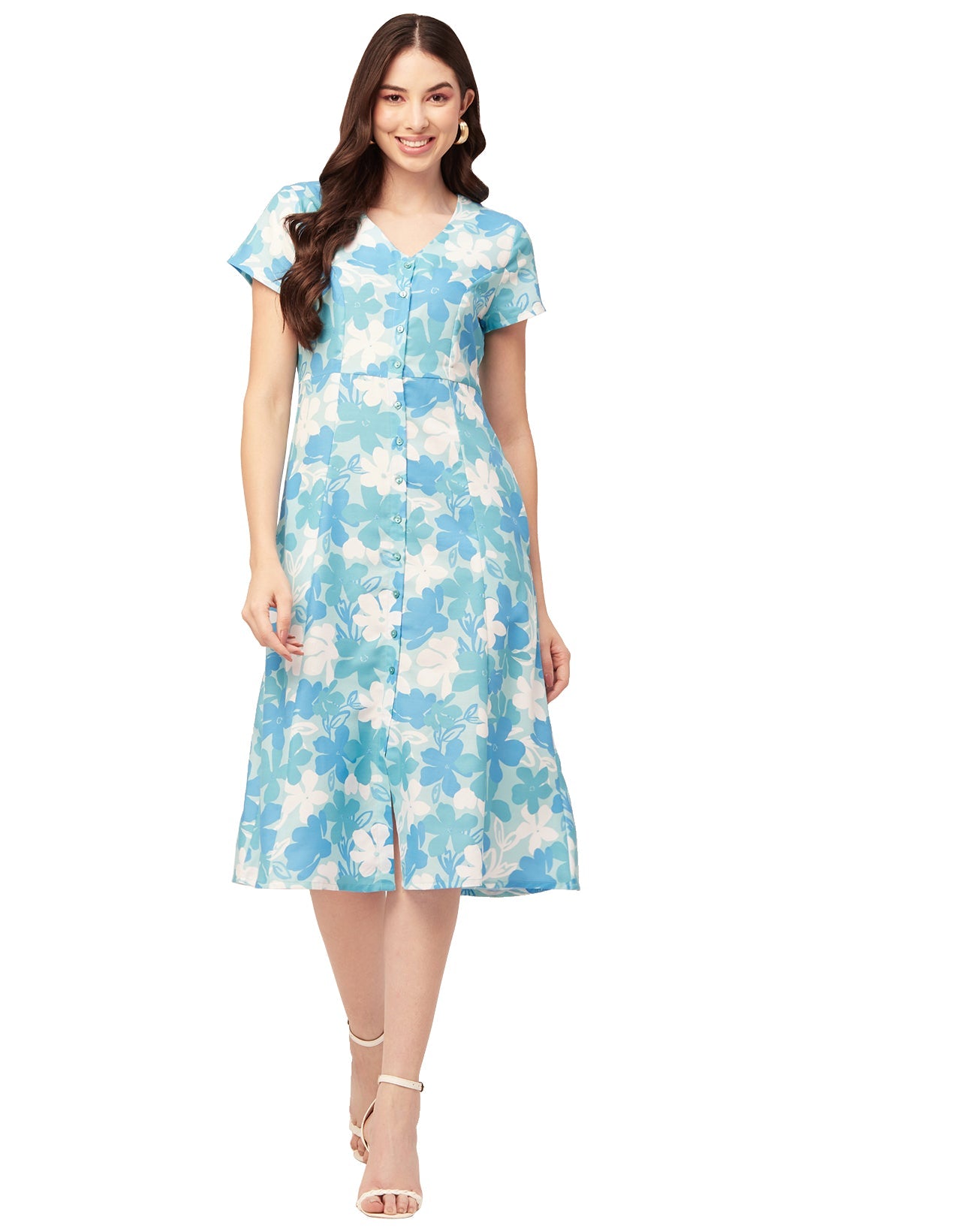 Printed Button Down Midi Dress