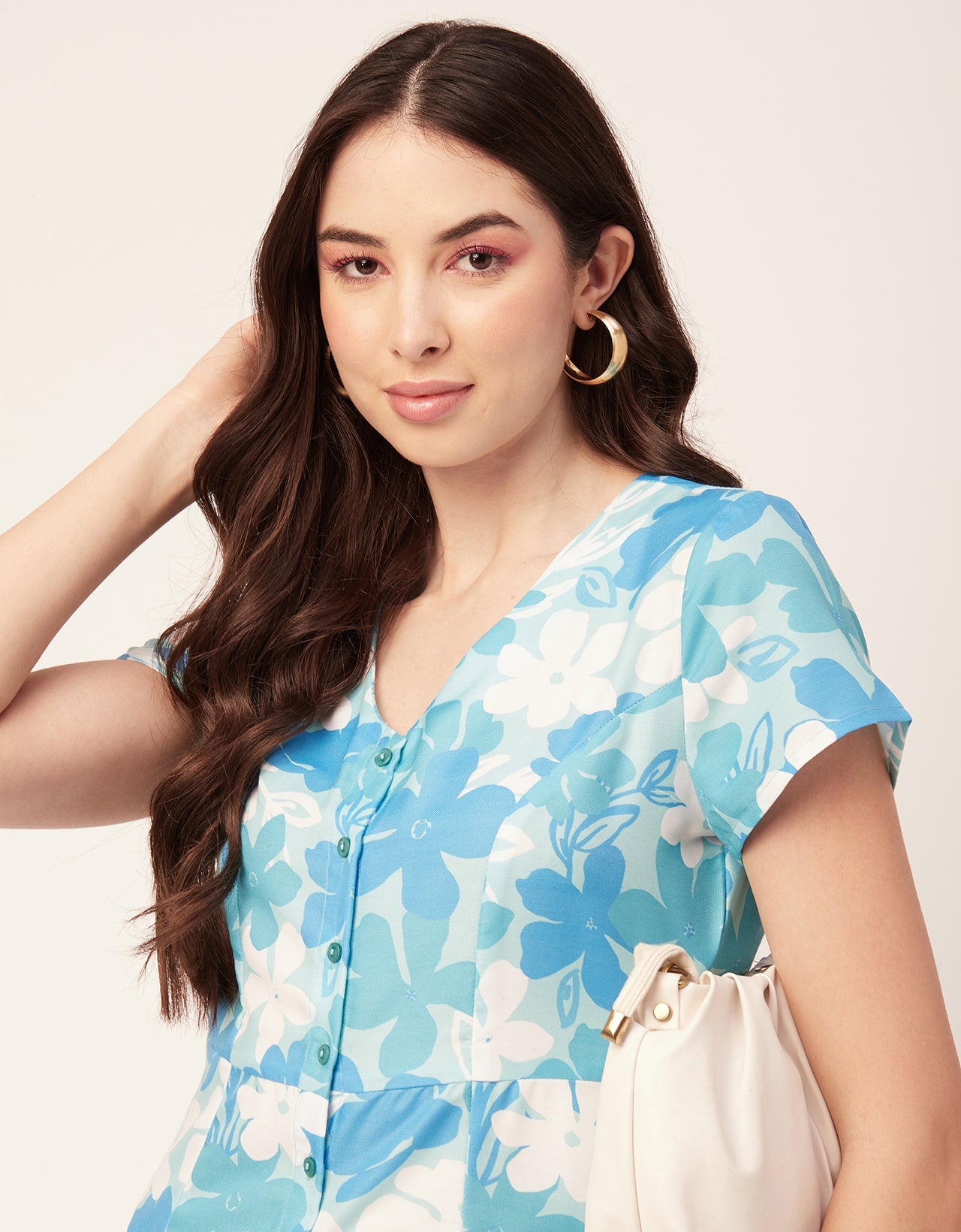 Printed Button Down Midi Dress