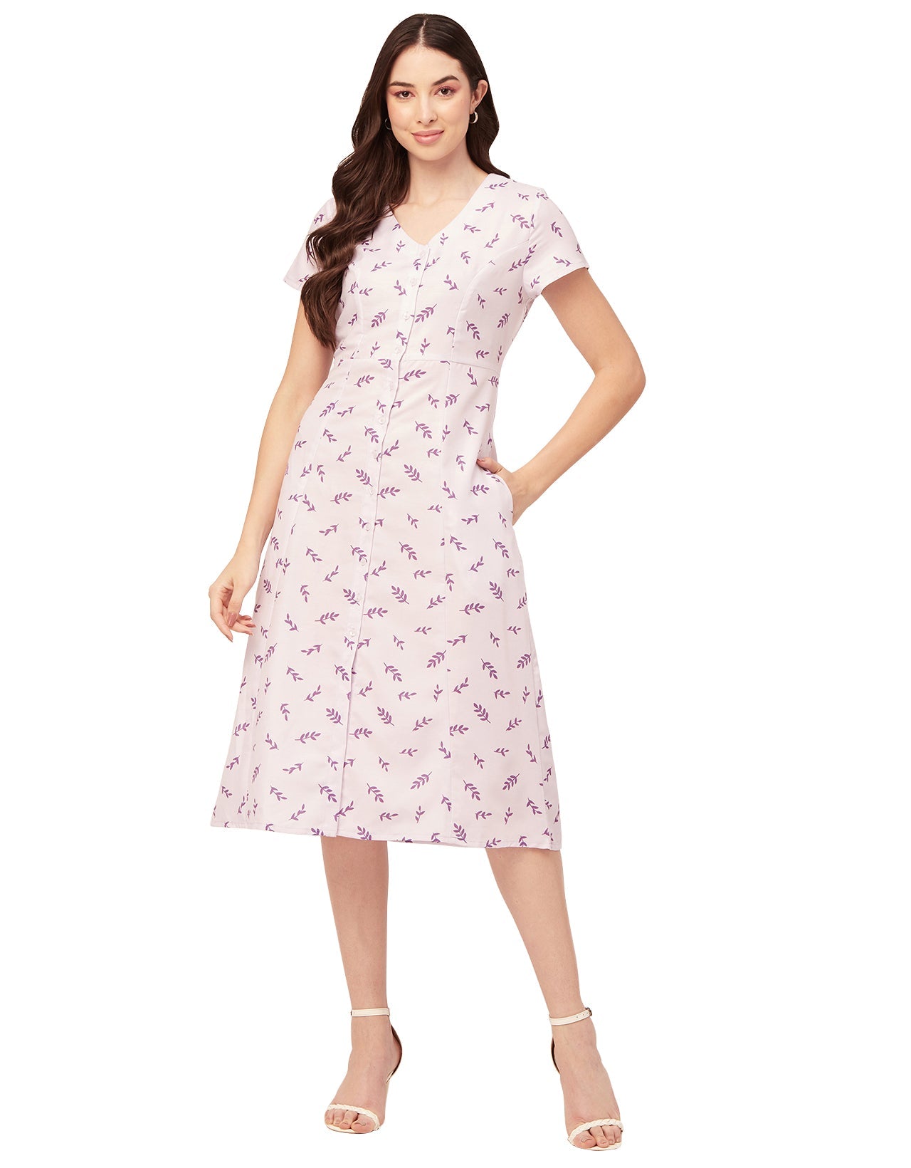 Printed Button Down Midi Dress