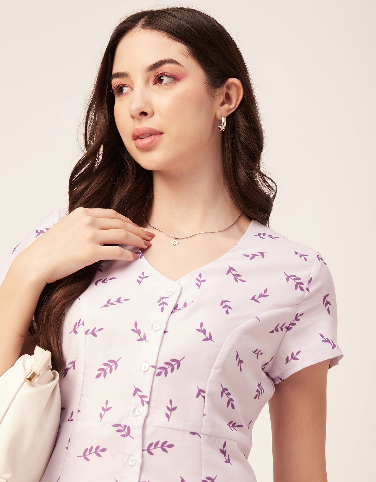 Printed Button Down Midi Dress