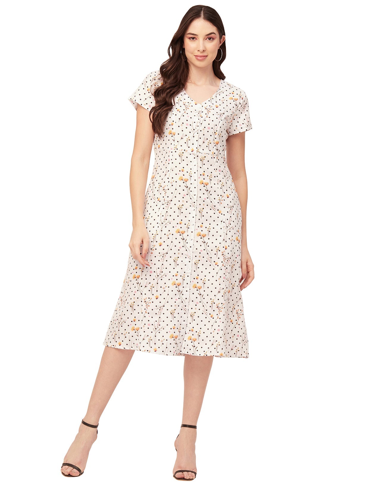 Printed Button Down Midi Dress