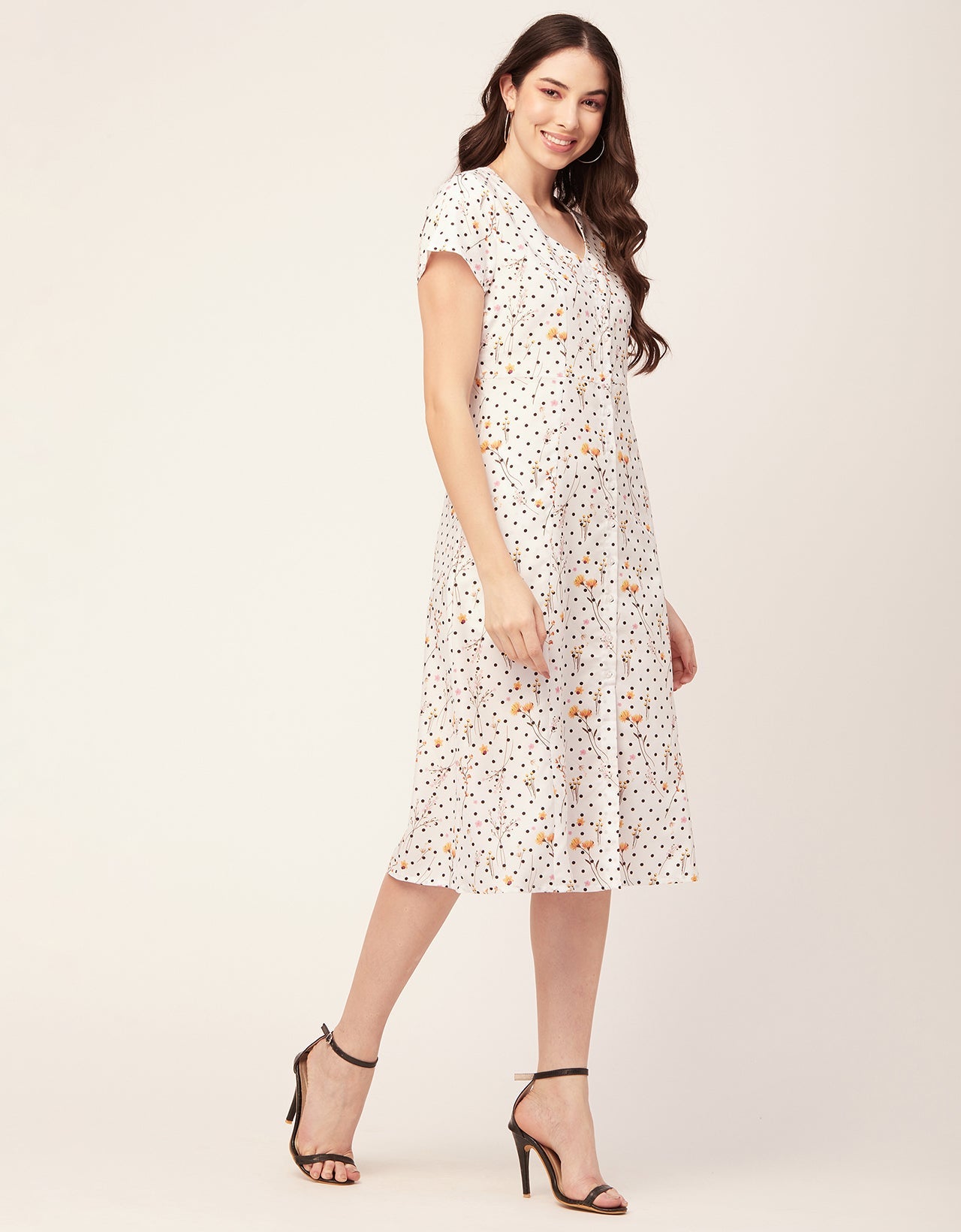 Printed Button Down Midi Dress