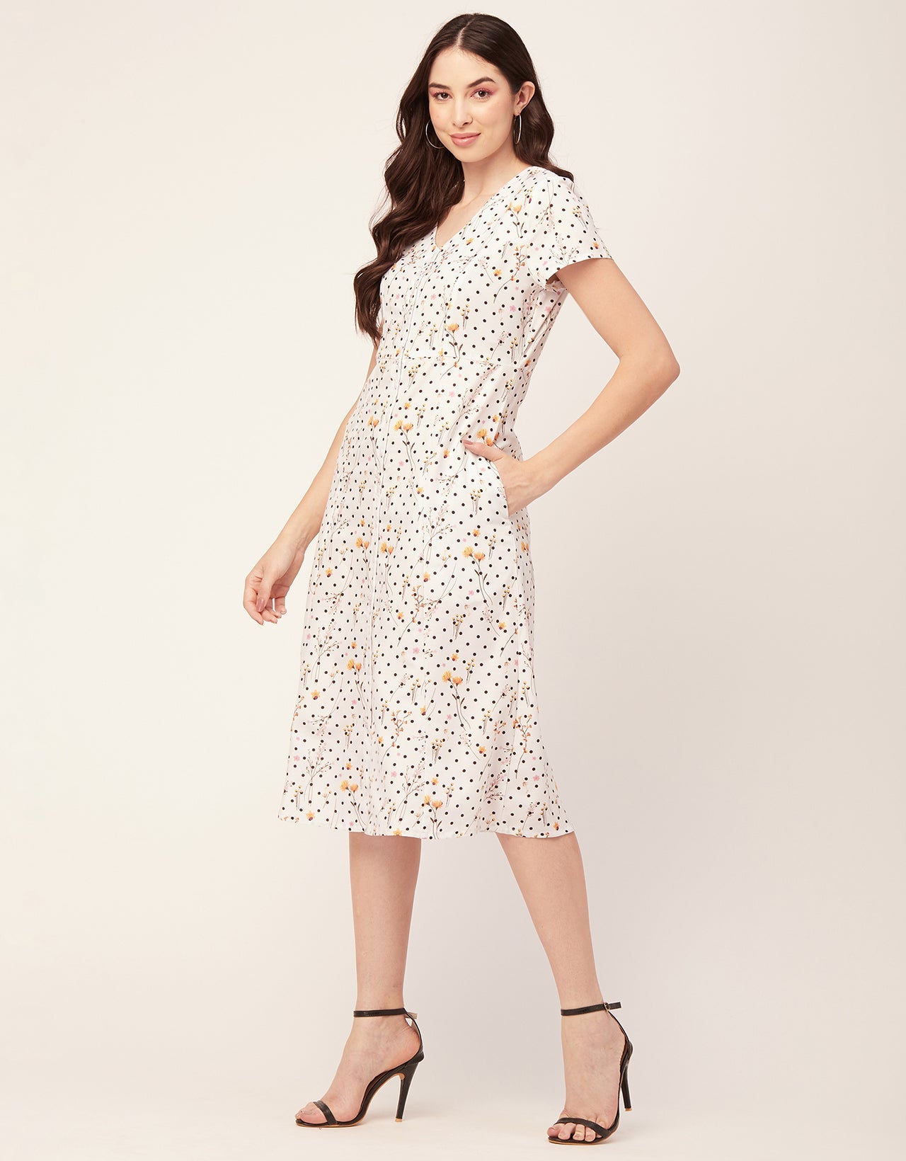 Printed Button Down Midi Dress