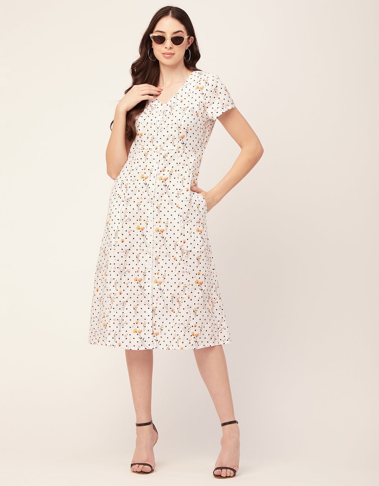 Printed Button Down Midi Dress