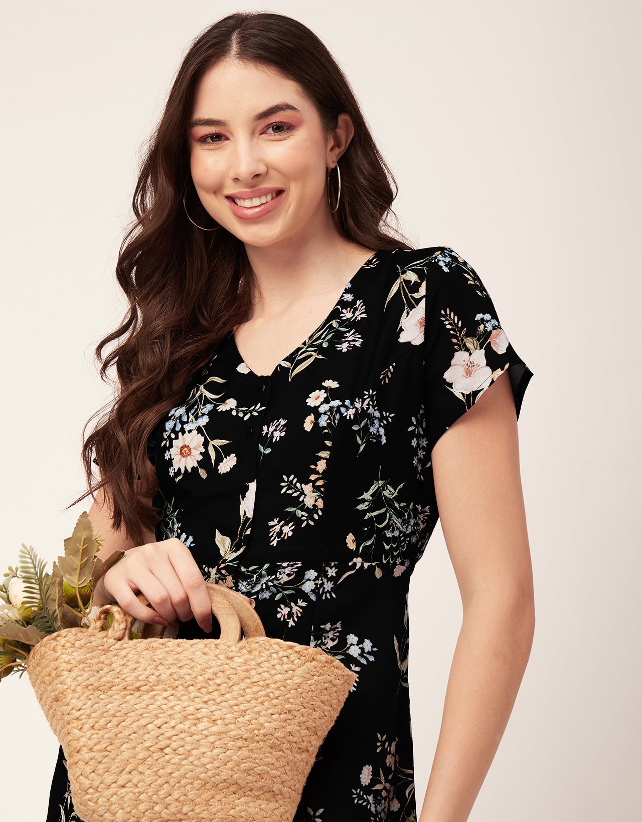 Printed Button Down Midi Dress