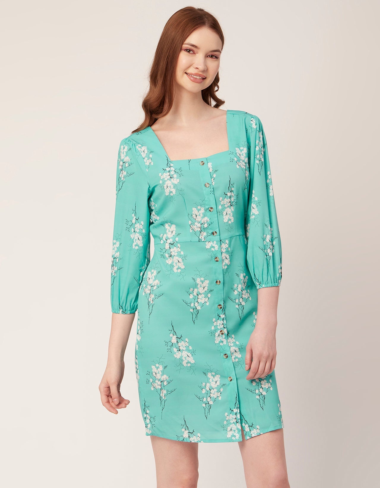Short Button-Up Square Neck