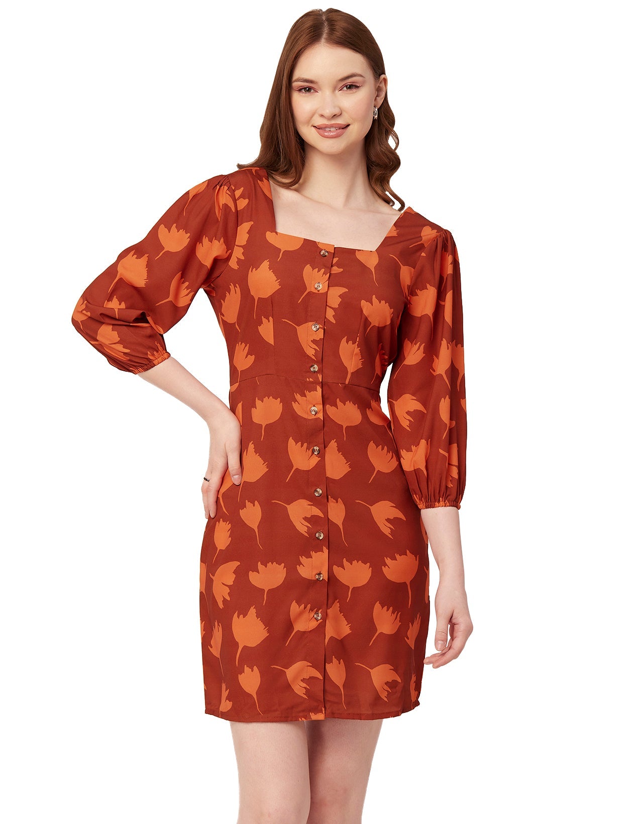 Short Button-Up Square Neck