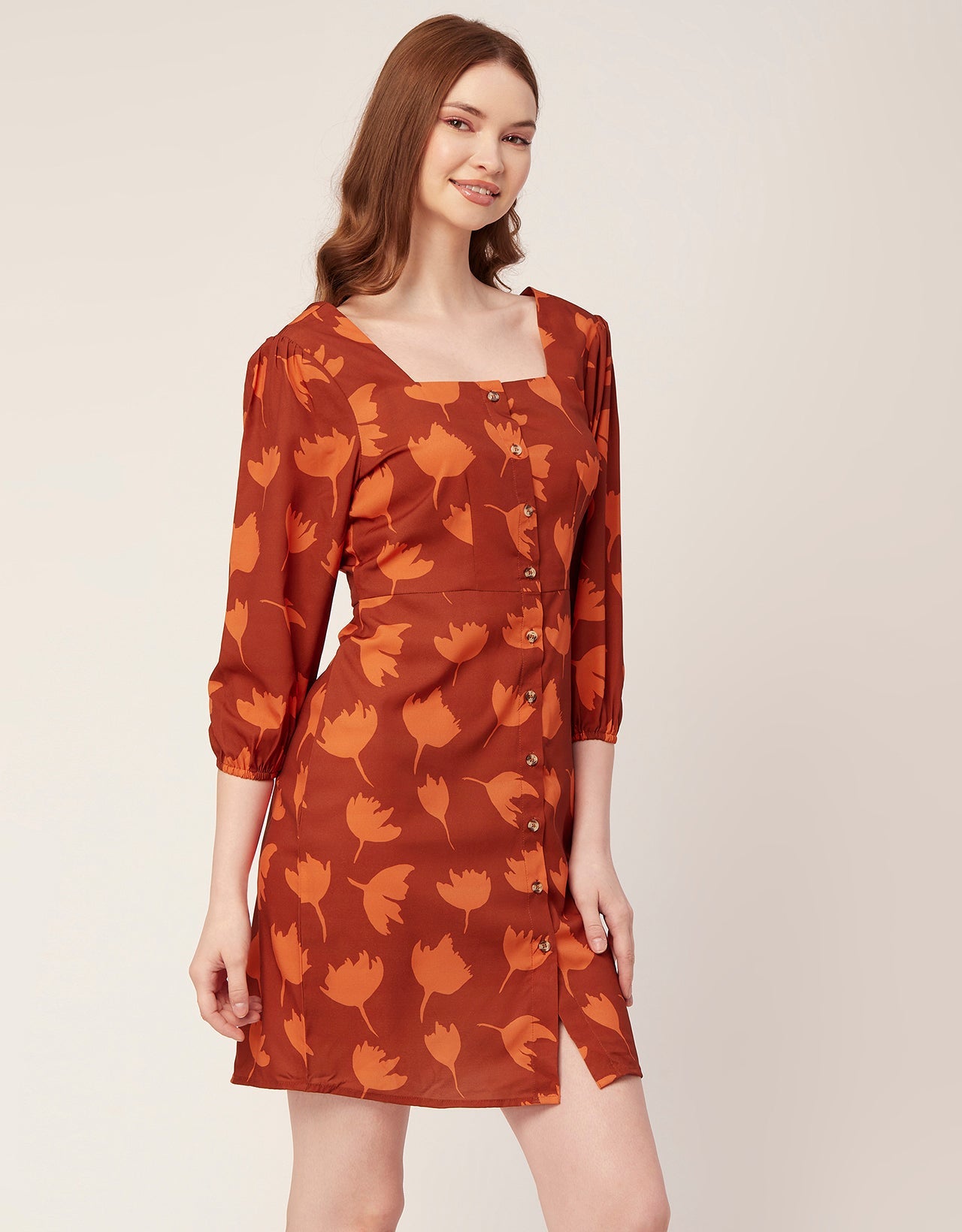 Short Button-Up Square Neck