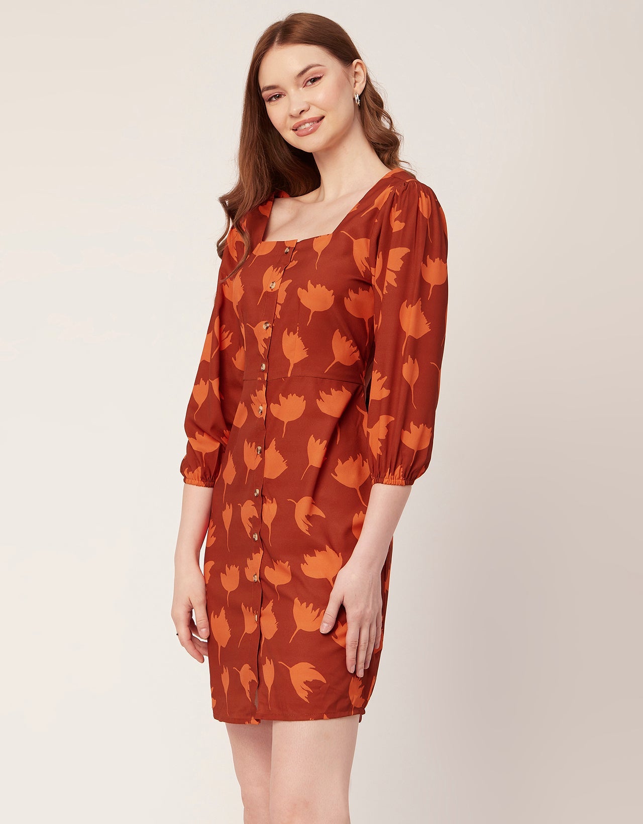 Short Button-Up Square Neck