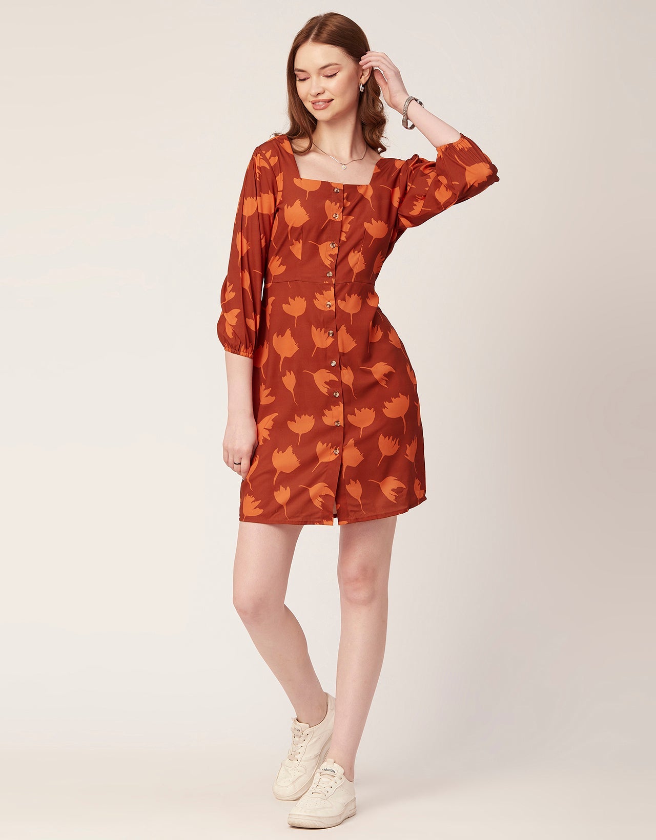 Short Button-Up Square Neck