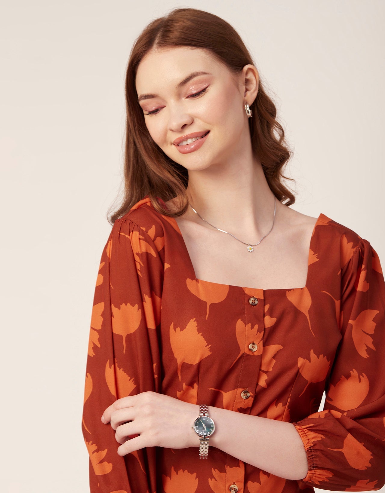 Short Button-Up Square Neck