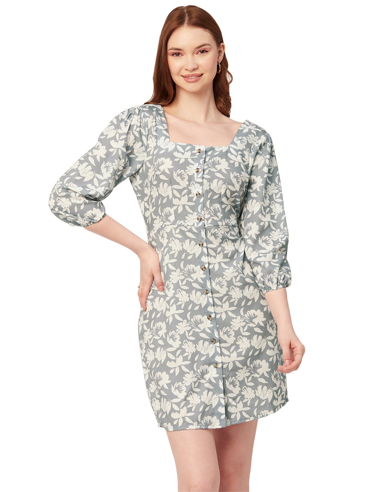 Short Button-Up Square Neck