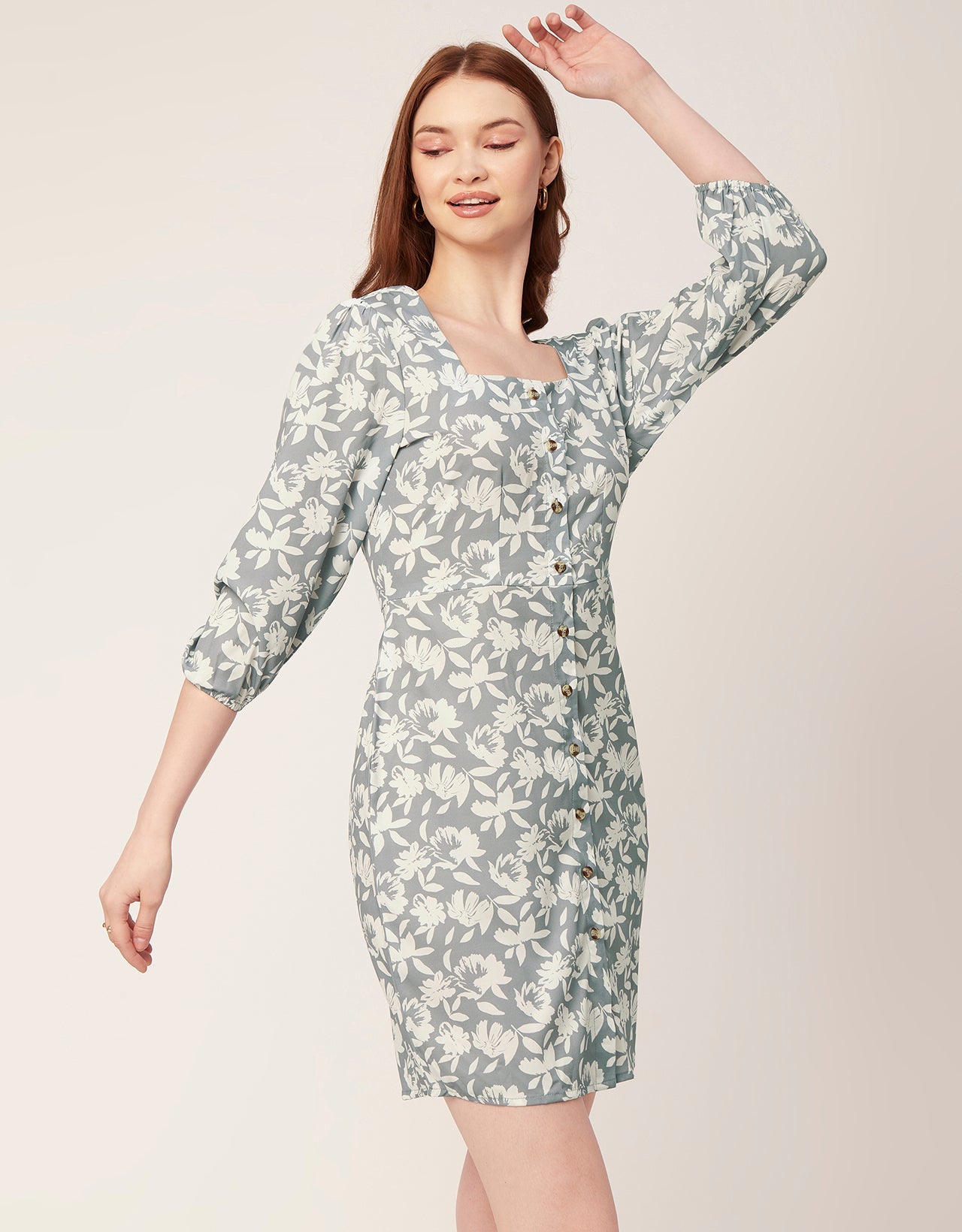 Short Button-Up Square Neck