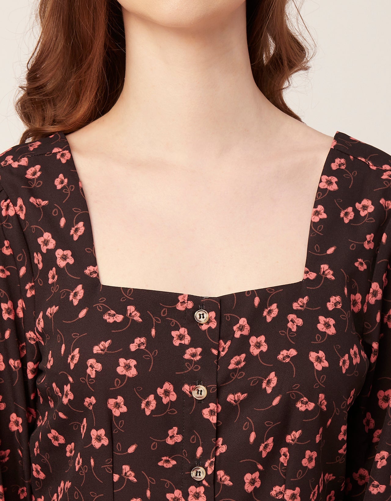 Short Button-Up Square Neck
