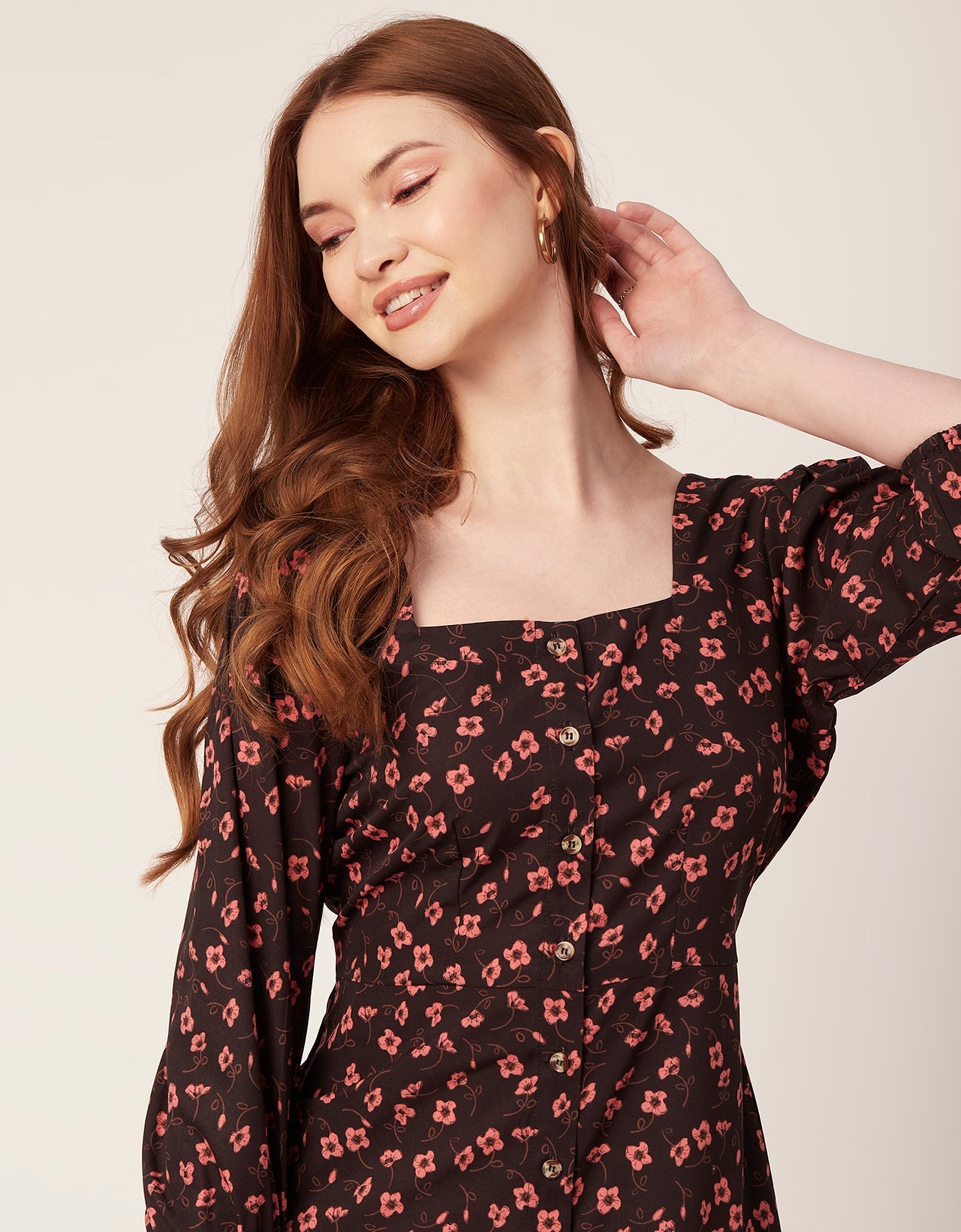 Short Button-Up Square Neck