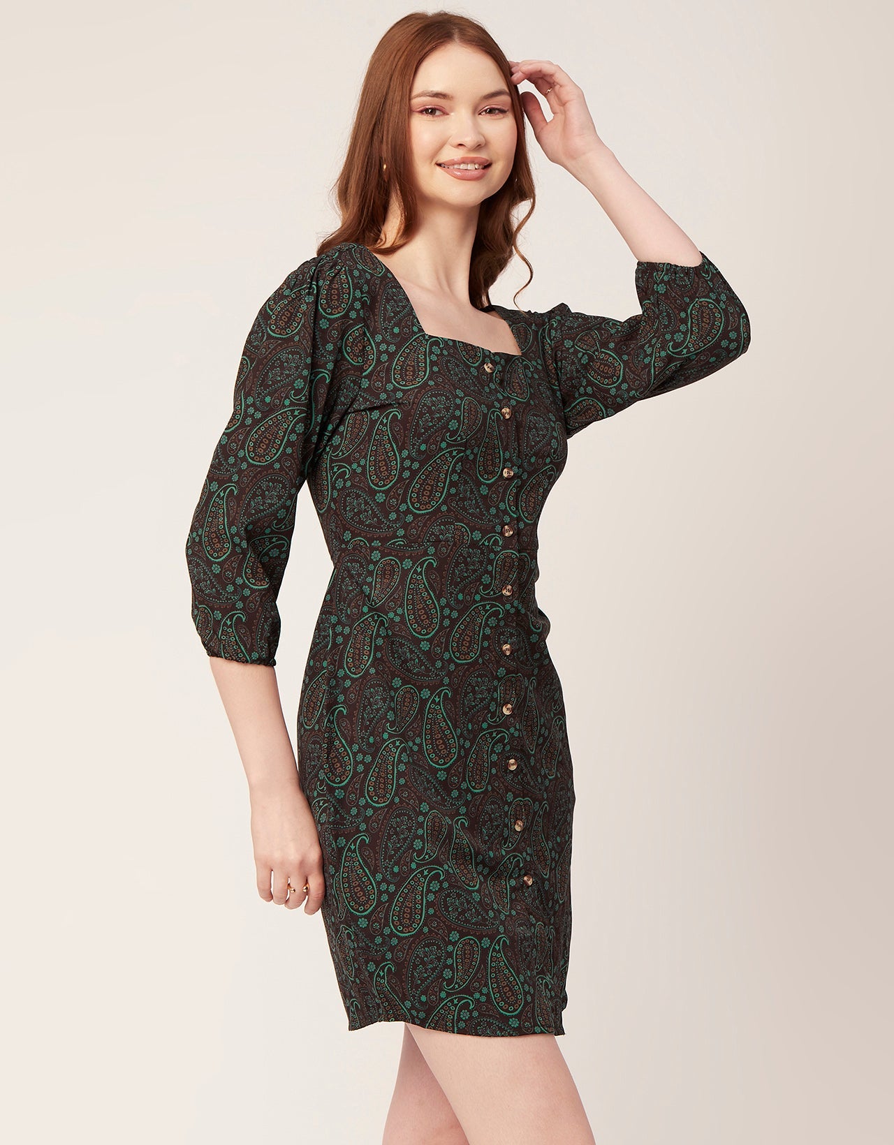 Short Button-Up Square Neck