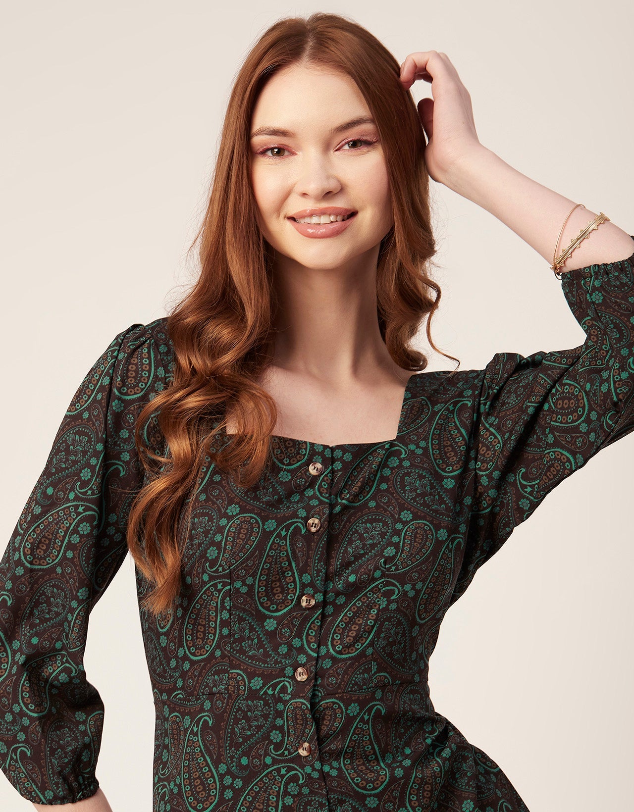 Short Button-Up Square Neck