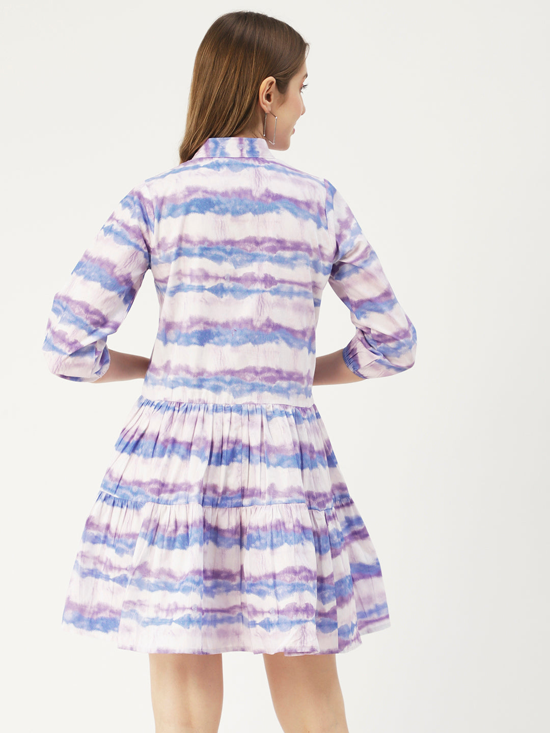 Cotton Button Down Resort Dress, Quarter Sleeve