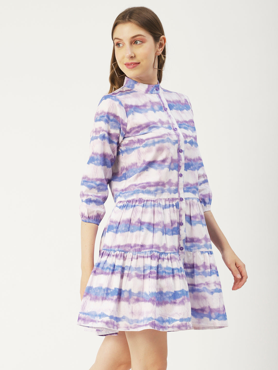 Cotton Button Down Resort Dress, Quarter Sleeve