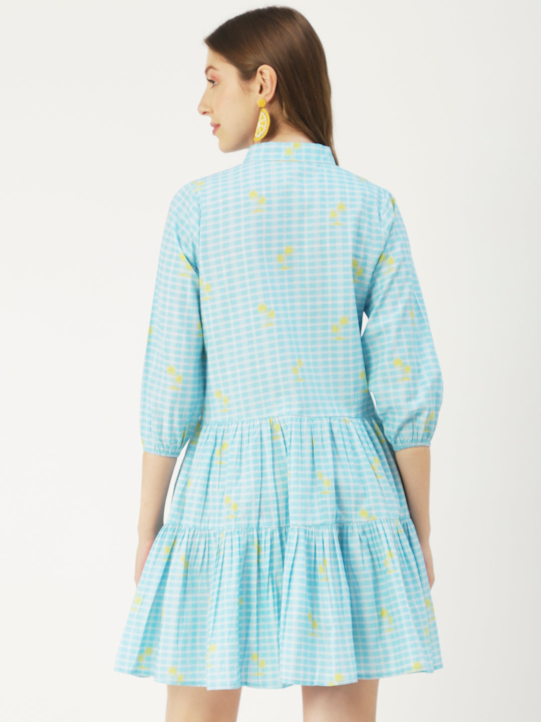 Cotton Button Down Resort Dress, Quarter Sleeve