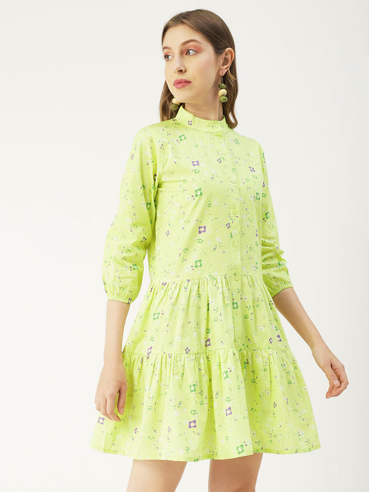 Cotton Button Down Resort Dress, Quarter Sleeve