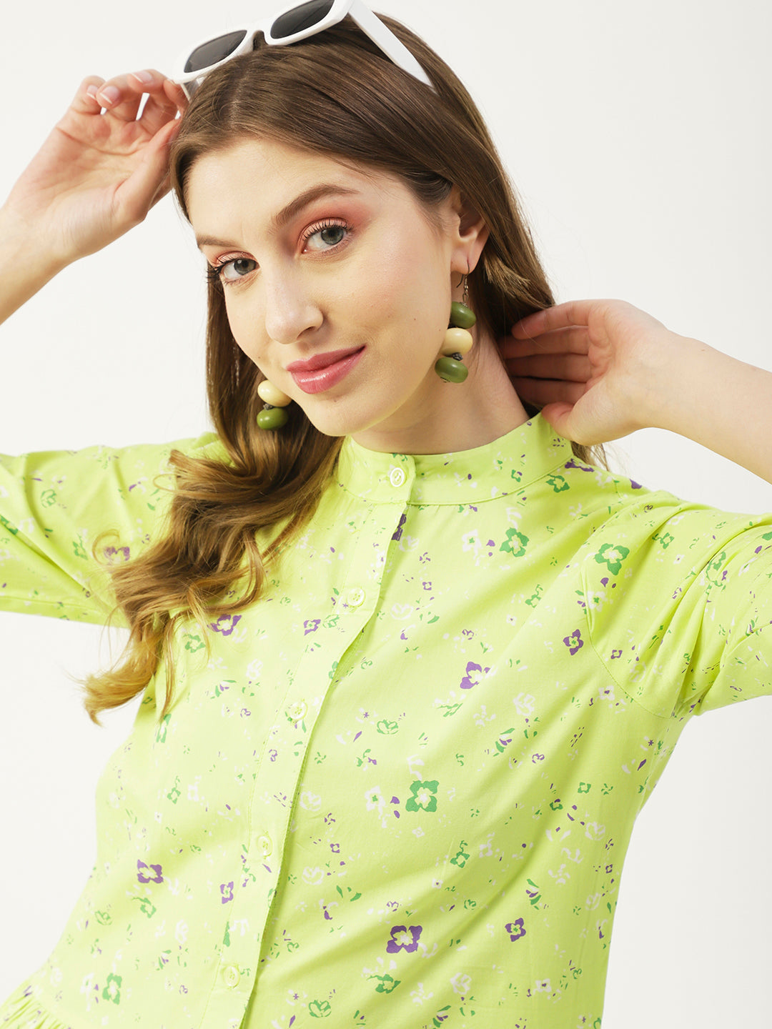 Cotton Button Down Resort Dress, Quarter Sleeve